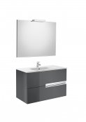 Roca Victoria-N Anthracite Grey 1000mm Base Unit with Basin, Mirror and LED Spotlight