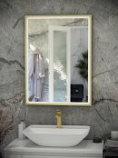 RAK Art Square 600x800mm Silver Led Mirror - Brushed Gold