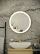 RAK Picture Round 600x600mm Led Illuminated Mirror - Brushed Gold