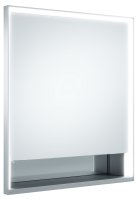 Keuco Royal Lumos 650 x 735 x 130mm Left Hinged Recessed Mirror Cabinet with Shelf - Anodised Silver