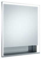 Keuco Royal Lumos 650 x 735 x 165mm Left Hinged Recessed Mirror Cabinet with Shelf - Anodised Silver