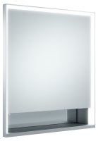 Keuco Royal Lumos 650 x 735 x 165mm Right Hinged Recessed Mirror Cabinet with Shelf - Anodised Silver