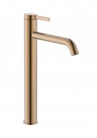 Roca Ona Rose Gold Smooth Bodied Extended Height Basin Mixer with Click-Clack Waste
