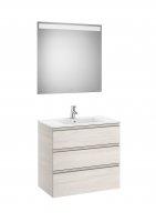 Roca The Gap Nordic Ash 800mm 3 Drawer Vanity Unit with Basin and Eidos LED Mirror