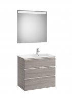 Roca The Gap City Oak 800mm 3 Drawer Vanity Unit with Right Handed Basin and Eidos LED Mirror