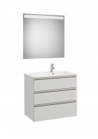 Roca The Gap Arctic Grey 800mm 3 Drawer Vanity Unit with Right Handed Basin and Eidos LED Mirror