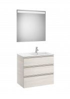 Roca The Gap Nordic Ash 800mm 3 Drawer Vanity Unit with Right Handed Basin and Eidos LED Mirror