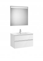 Roca The Gap Gloss White 800mm 2 Drawer Vanity Unit with Basin and Eidos LED Mirror