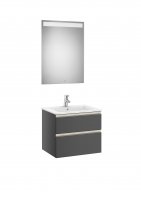 Roca The Gap Anthracite Grey 600mm 2 Drawer Vanity Unit with Basin and Eidos LED Mirror