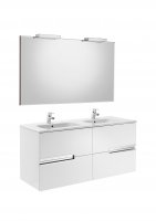 Roca Victoria-N Gloss White 1200mm Double Basin & Base Unit with Mirror and LED Spotlight