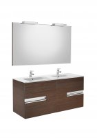 Roca Victoria-N Textured Wenge 1200mm Double Basin & Base Unit with Mirror and LED Spotlight
