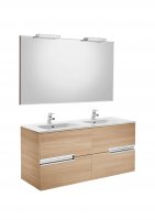 Roca Victoria-N Textured Oak 1200mm Double Basin & Base Unit with Mirror and LED Spotlight