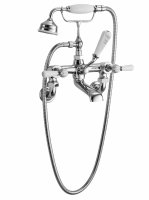 Bayswater White & Chrome Lever Wall Mounted Bath Shower Mixer with Dome Collar