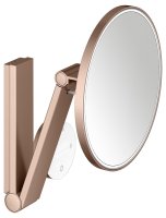 Keuco iLook Move Round Wall-Mounted Cosmetic Mirror with 2 Colour LED - Brushed Red Gold