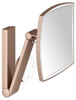 Keuco iLook Move Square Wall-Mounted Cosmetic Mirror with 2 Colour LED - Brushed Red Gold