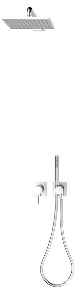 Keuco IXMO Shower Set 4 with Square Shower Holder, Head & Handset - Chrome