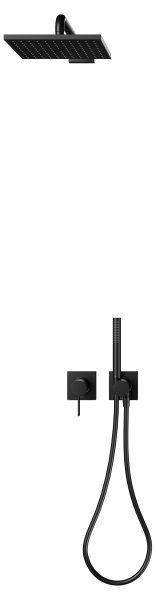 Keuco IXMO Shower Set 4 with Square Shower Holder, Head & Handset - Matt Black