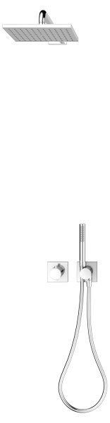 Keuco IXMO Shower Set 8 with Square Thermostatic Mixer, Head, Shower Holder & Handset - Chrome