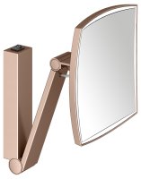 Keuco iLook Move Square Wall-Mounted Cosmetic Mirror with LED (Rocker Switch) - Brushed Red Gold