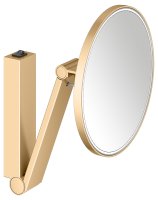 Keuco iLook Move Round Wall-Mounted Cosmetic Mirror with LED (Rocker Switch) - Brushed Brass
