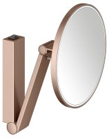 Keuco iLook Move Round Wall-Mounted Cosmetic Mirror with LED (Rocker Switch) - Brushed Red Gold