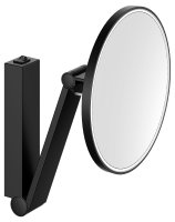 Keuco iLook Move Round Wall-Mounted Cosmetic Mirror with LED (Rocker Switch) - Matt Black