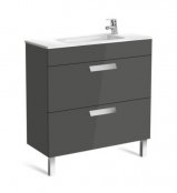 Roca Debba 805mm Compact Basin & Gloss Anthracite Grey Unit (2 Drawer)