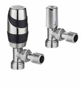 Francis Pegler Terrier Decor Angle Thermostatic Radiator Valve and LS Integral Push Fit - chrome/anthracite