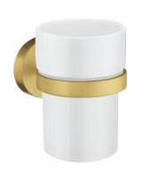 Smedbo Home Brushed Brass Toothbrush Holder with Tumbler