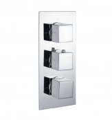 RAK Square Chrome Triple Outlet 3 Handle Thermostatic Concealed Shower Valve