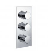RAK Round Chrome Dual Outlet 3 Handle Thermostatic Concealed Shower Valve