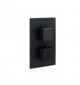 RAK Square Black Dual Outlet 2 Handle Thermostatic Concealed Shower Valve