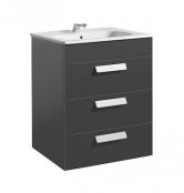 Roca Debba 605mm 3 Drawer Gloss Anthracite Grey Vanity Unit and Basin