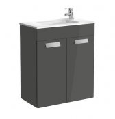 Roca Debba 605mm Compact Basin & Gloss Anthracite Grey Unit (2 Drawer)