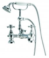 Harrogate Chrome Bath Shower Mixer with Cradle - White