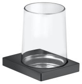 Keuco Edition 11 Tumbler Holder with Crystal Tumbler - Brushed Black / Chrome