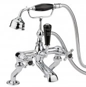 Bayswater Black & Chrome Crosshead Deck Mounted Bath Shower Mixer with Dome Collar