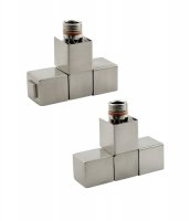 Zehnder Manual Angled Square Valve Set 5 - Brushed Steel