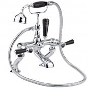Bayswater Black & Chrome Lever Deck Mounted Bath Shower Mixer with Dome Collar 