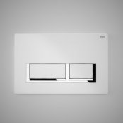 RAK Ecofix White Flush Plate With Polished Chrome Surrounding Rectangular Push Plates
