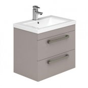 Essential Nevada 600mm Wall Hung Unit With Basin & 2 Drawers, Cashmere Ash