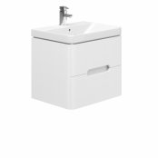 Essential Colorado 600mm Wall Hung Unit with Basin & 2 Drawers, Matt White