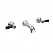 Bayswater Black & Chrome Lever 3TH Basin Mixer with Hex Collar
