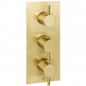 Just Taps Plus Vos Vertical Thermostatic Concealed 2 Outlets Shower Valve - Brushed Brass