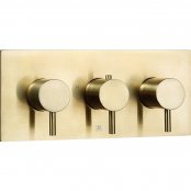 Just Taps Plus Vos Horizontal Thermostatic Concealed 2 Outlets Shower Valve - Brushed Brass