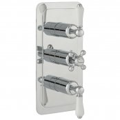 Just Taps Plus Grosvenor Lever Vertical Thermostatic Concealed 2 Outlets Shower Valve Triple Handle - Chrome