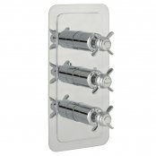 Just Taps Plus Grosvenor Pinch Vertical Thermostatic Concealed 2 Outlets Shower Valve Triple Handle - Chrome