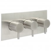 Just Taps Plus Inox Horizontal Thermostatic Concealed 3 Outlets Shower Valve - Stainless Steel