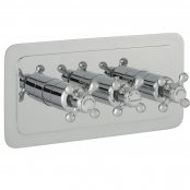 Just Taps Plus Grosvenor Cross Thermostatic Concealed 3 Outlets Shower Valve - Chrome