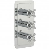 Just Taps Plus Grosvenor Cross Vertical Thermostatic Concealed 3 Outlets Shower Valve - Chrome